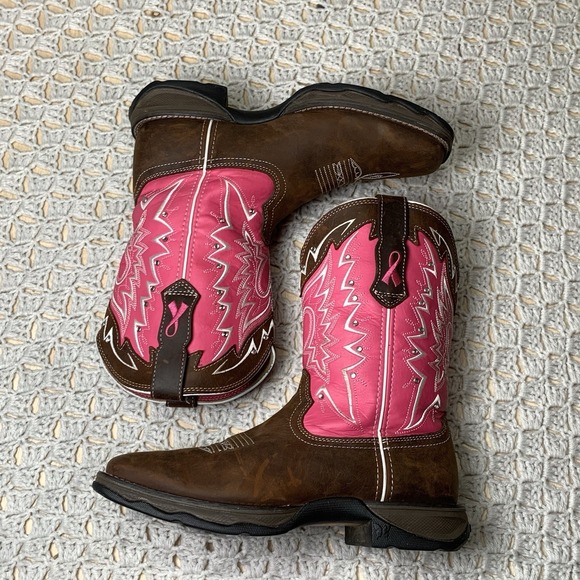 Durango Lady Rebel Western Boots Women Size 8.5 Leather Brown Pink Cowgirl Rodeo - Picture 4 of 14